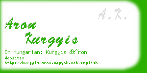 aron kurgyis business card